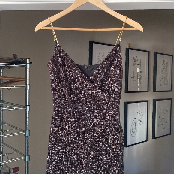 Vintage Betsey Johnson Black & Gold Rhinestone Gown sz P - Picture 1 of 11